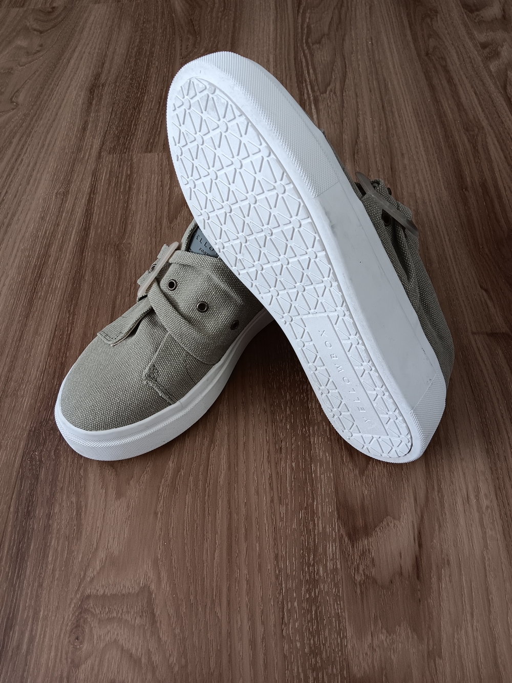 Yellow Box Women's Taupe Canvas Slip-On Sneakers with Buckle - Picture 4 of 7
